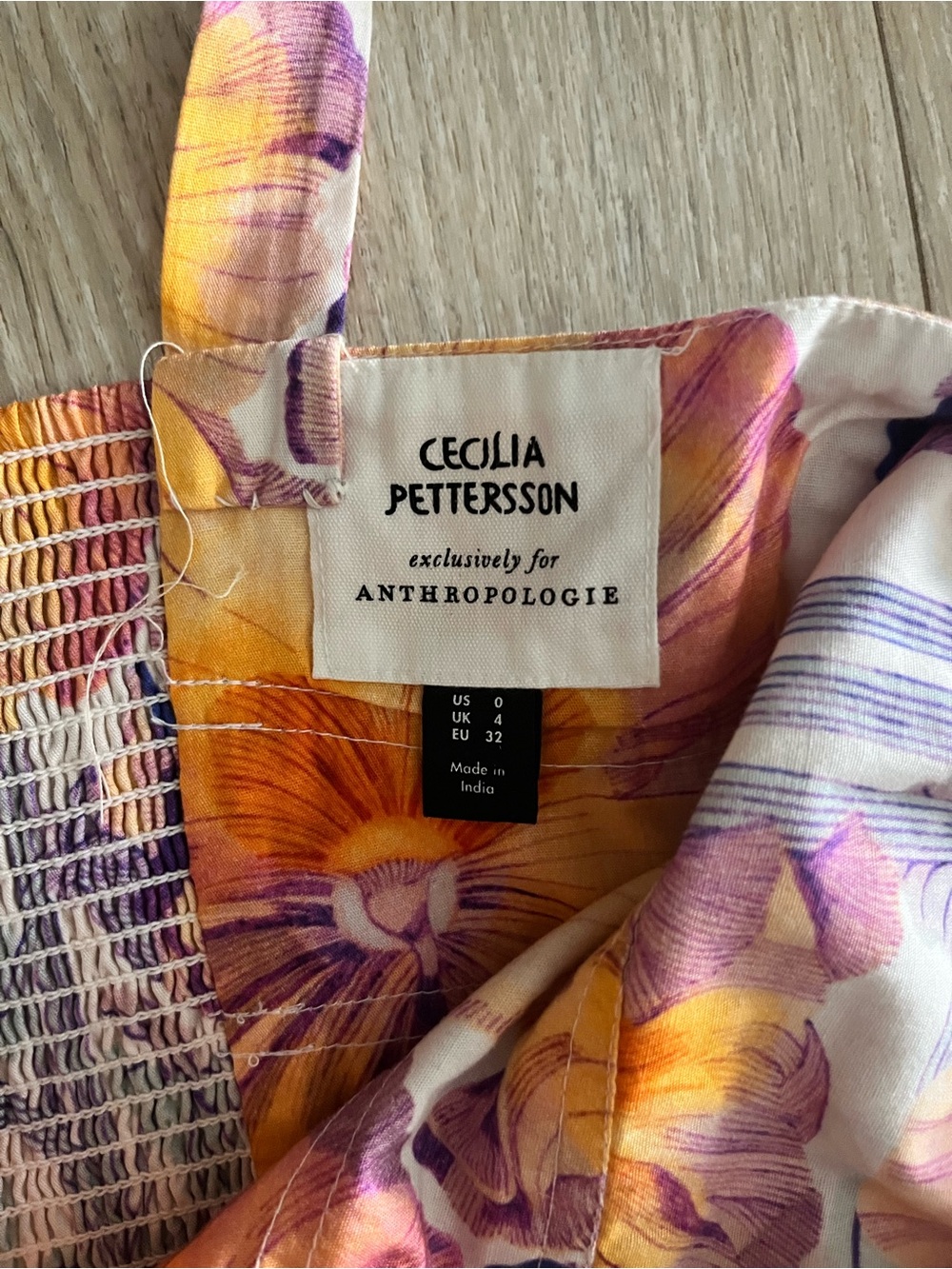 Anthropologie x Cecilia Pettersson Women’s Tie-Front Midi Dress Floral - Size 0 - Picture 4 of 7